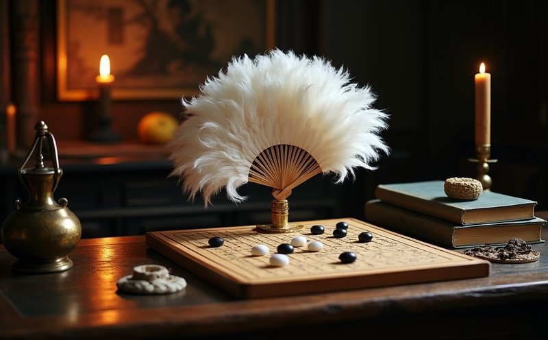 羽扇棋局與油燈的軍師書齋陳設
