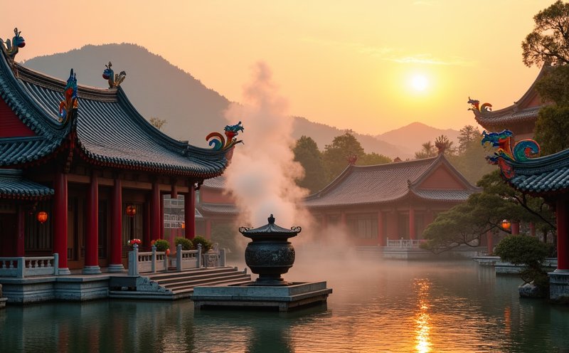 南鯤鯓代天府水畔廟宇建築群的黃昏景致