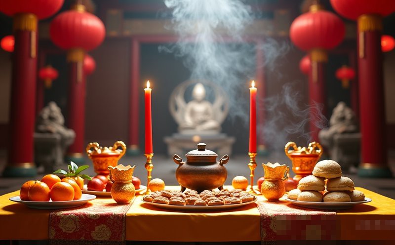 地官大帝聖誕壽桃水果與香爐的莊嚴祝壽供桌