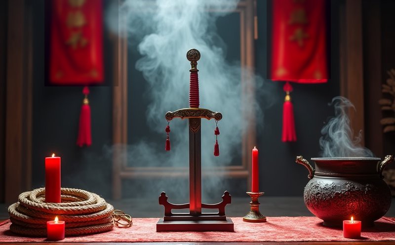 法主公祭壇法劍法索與香爐的降妖陳設