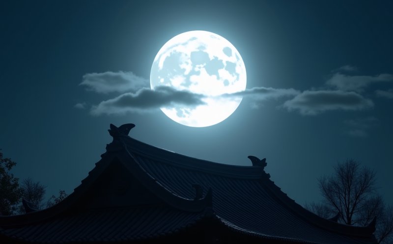 廟簷上空明月高懸的太陰星君意象