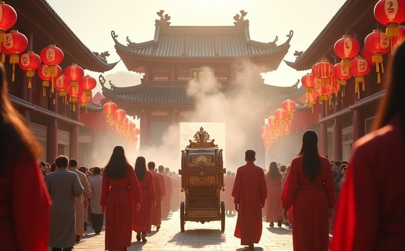 廟埕神轎遶境紅燈籠高掛的西港香場景