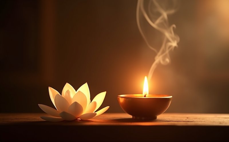 油燈蓮花暖光的無極老母慈暉意象