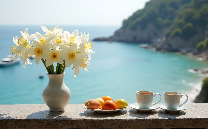 海畔水仙花與茶盞的水仙尊王陳設