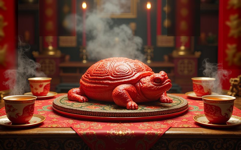 紅龜粿與茶盞的王爺祝壽供桌