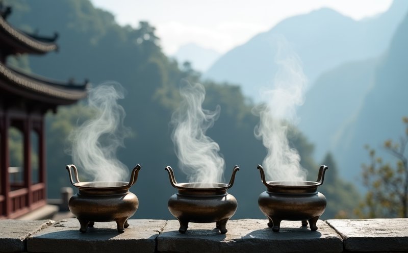三座香爐並列山景的三代祖師意象