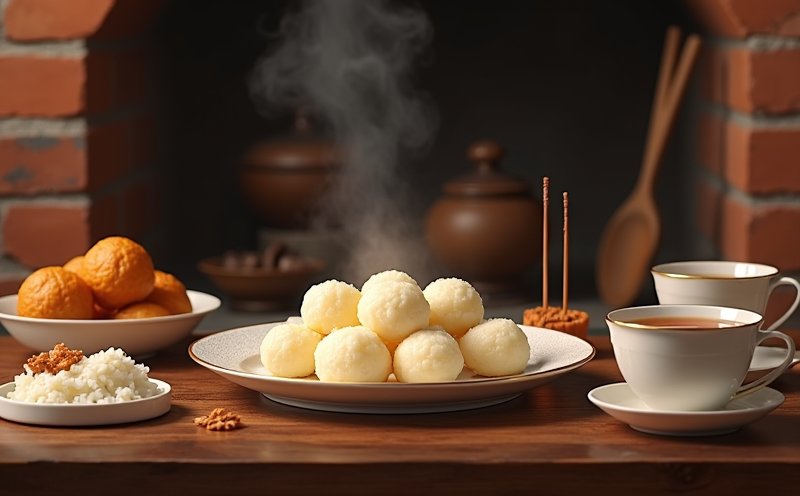 甜湯圓麥芽糖與清茶的送神供品