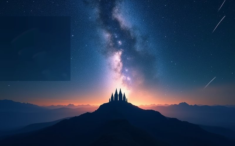 銀河星空下山巔廟影的南北斗下降意象