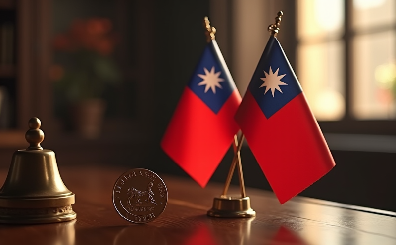 開國紀念日國旗紀念幣與銅鈴的莊嚴陳設