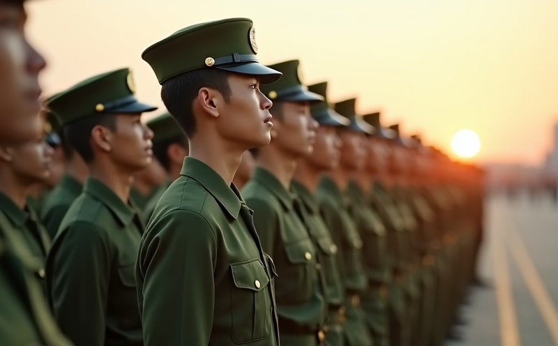 青年士兵列隊立正點名的兵役節軍營場景