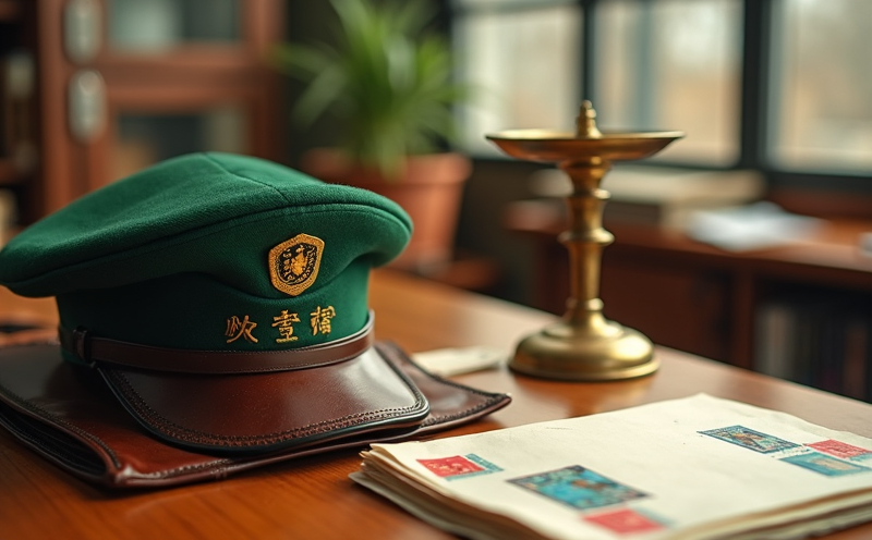 郵政節郵差帽郵袋信件與郵秤的陳設
