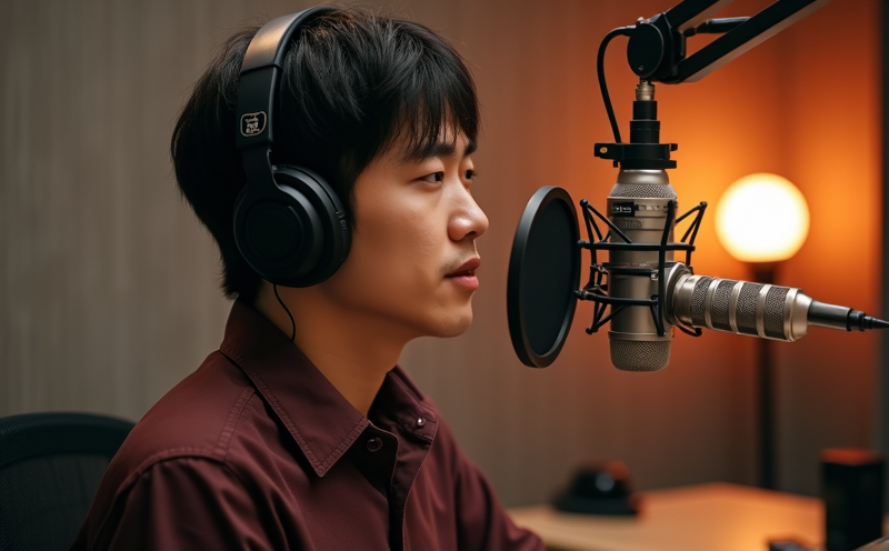 主持人於錄音室戴耳機播音的廣播電視節場景