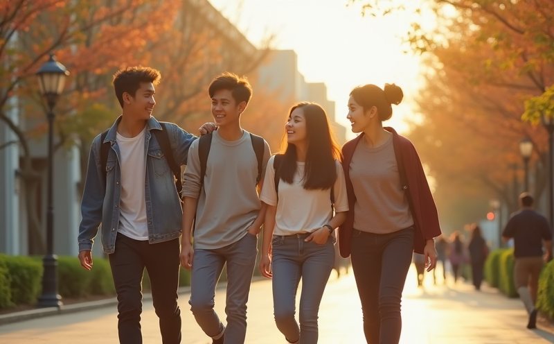 大學生於校園並肩談笑前行的青年節場景