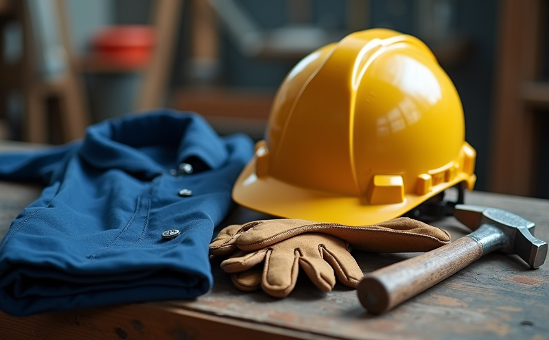 勞動節工作頭盔手套工具與工服的工地陳設