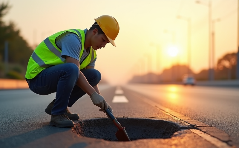 工務人員於公路填補坑洞的公路節場景