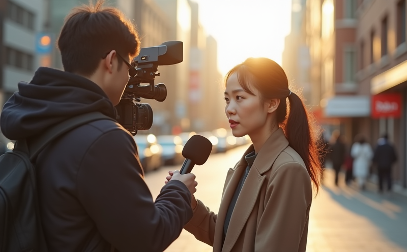 記者於街頭採訪錄製新聞的記者節場景