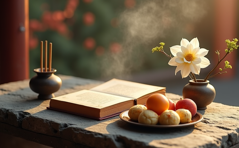 孔子誕辰紀念日論語香爐供品與菊花的祭孔陳設