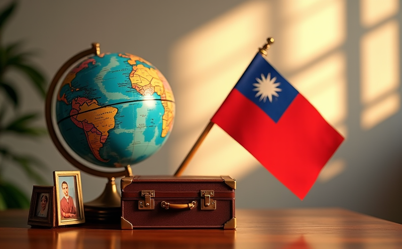 華僑節地球儀僑社旗幟行李與全家福的陳設