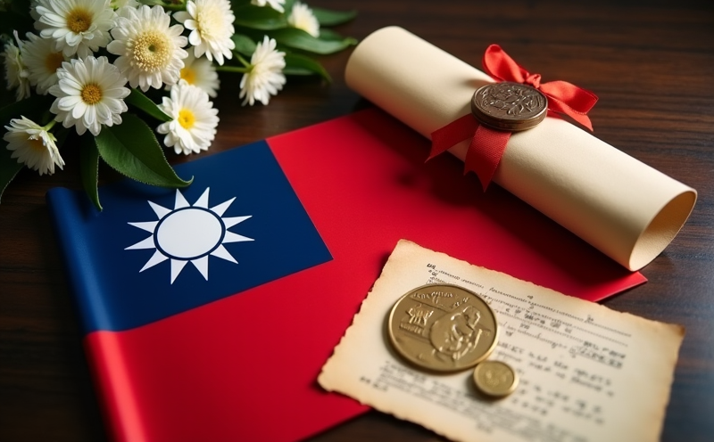 台灣光復節國旗紀念章白花與史料的陳設