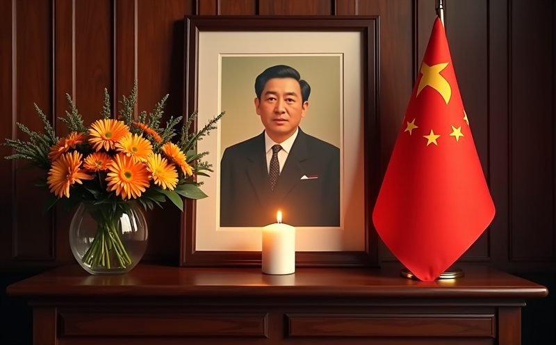 國父誕辰紀念日遺像菊花國旗紀念章與燭光的陳設