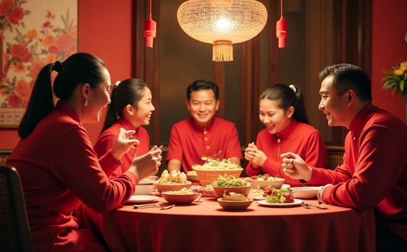 大家族圍桌共享年夜飯團圓的春節歡聚場景