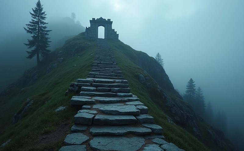 七殿泰山王 霧中石階山門