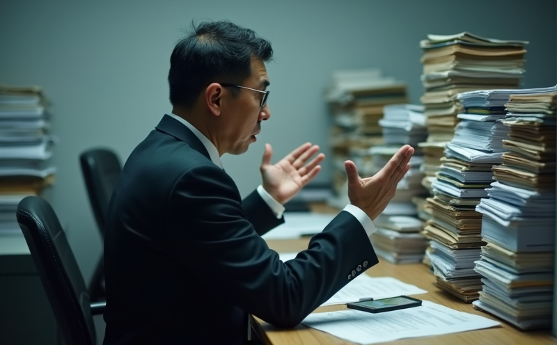公務員於辦公室文山雜事中無助舉手的勾陳行政阻礙場景