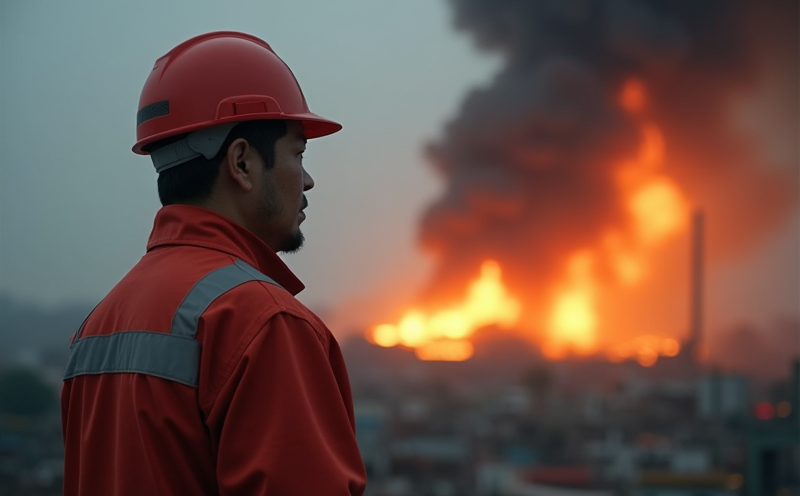安全主管遠望工地起火濃煙警戒的天火大型建設失火場景