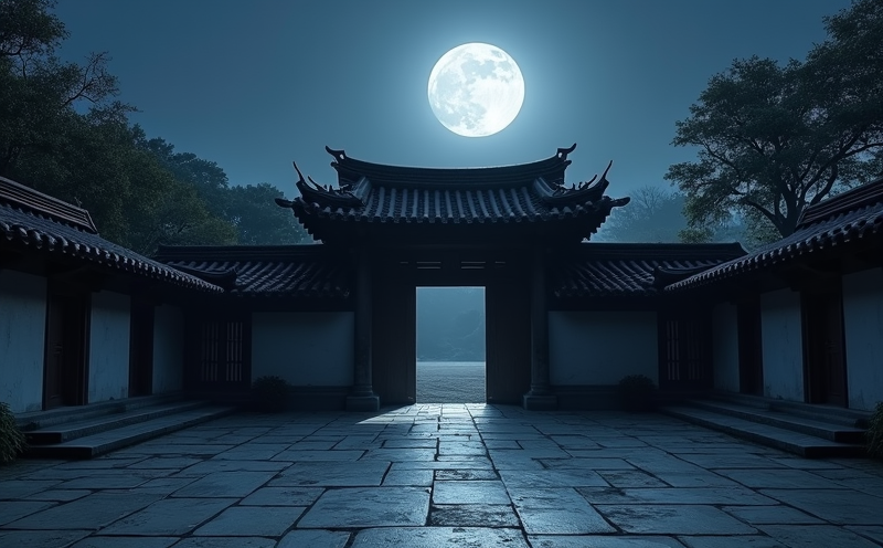 月空夜晚院落開闊石板地映月光的月空吉日意境