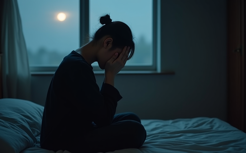婦女於昏暗床邊抱頭悲傷沉思的鬼哭悲情蔓延場景