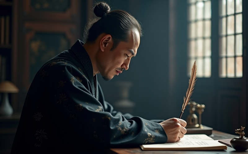 謀士於月下書齋獨坐執筆深思謀略的陰神隱密思考場景