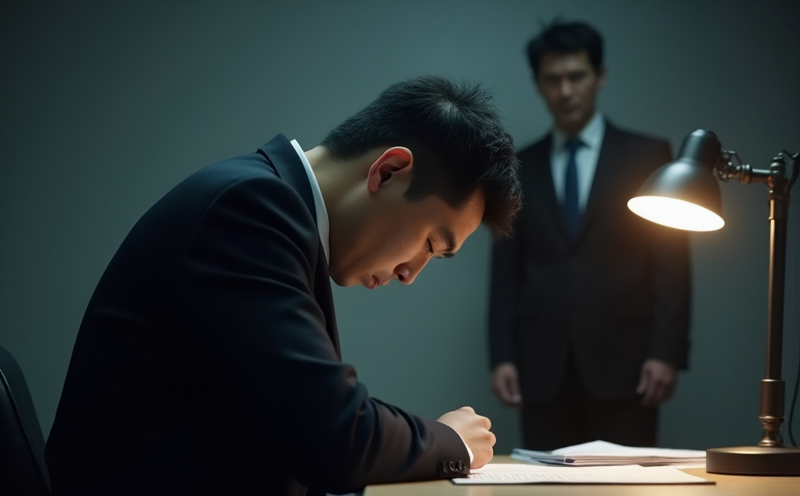 部屬於辦公桌前低頭承受上司施壓的大時與時間爭時場景
