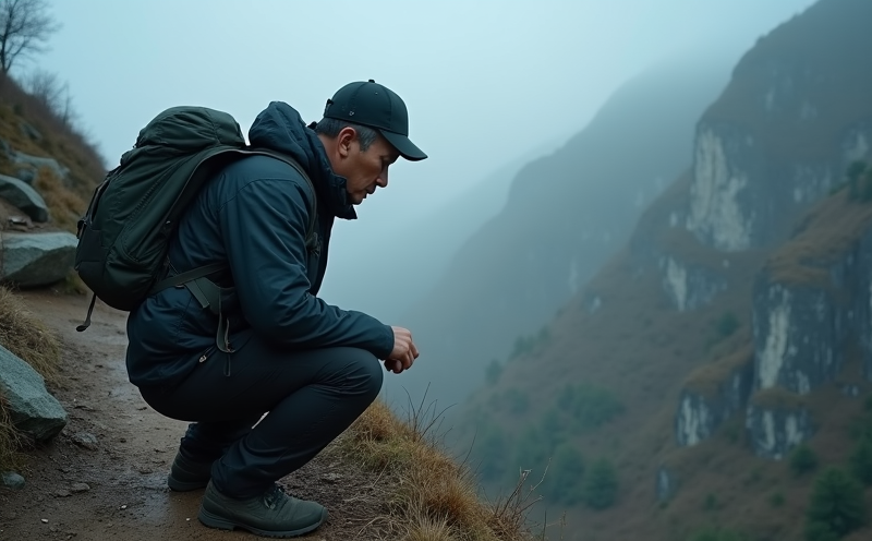 登山者於山徑陷阱邊驚呼後退的九坎重重阻礙場景