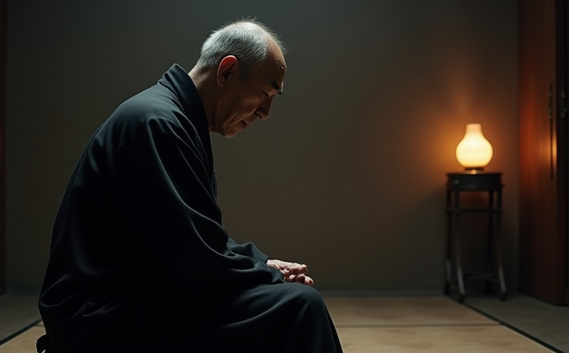 長者於昏暗室內閉目靜坐如止水的死神靜止場景
