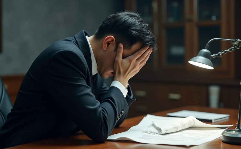 主管於辦公桌抱頭面對撕裂契約的月破重要契約破裂場景