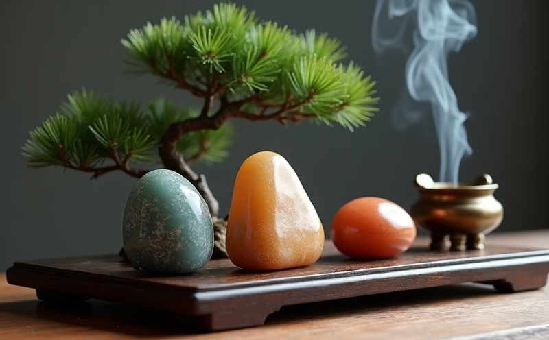 木盤三石如天地人和諧排列盆松與香爐並陳的三合靜物