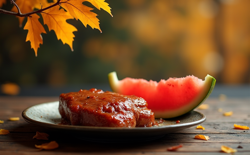立秋落葉紅燒肉與西瓜的貼秋膘陳設
