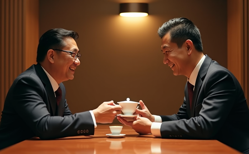 兩位商務人士隔几敬茶請益的見貴人正式會面