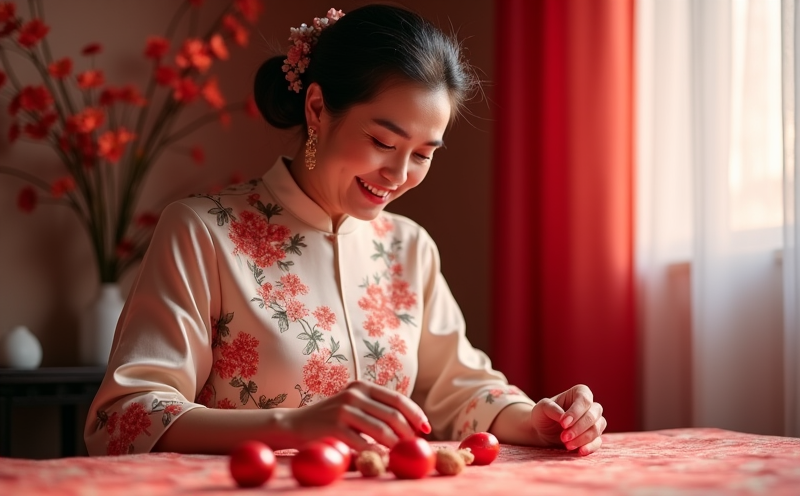 長輩於新床上擺放紅蛋與龍眼祈福的安床儀式