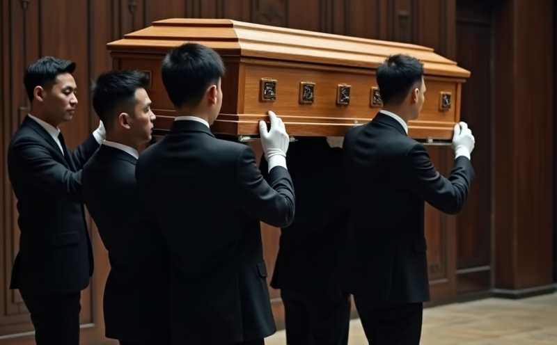 禮儀人員齊力扛抬靈柩出殯的莊嚴側影