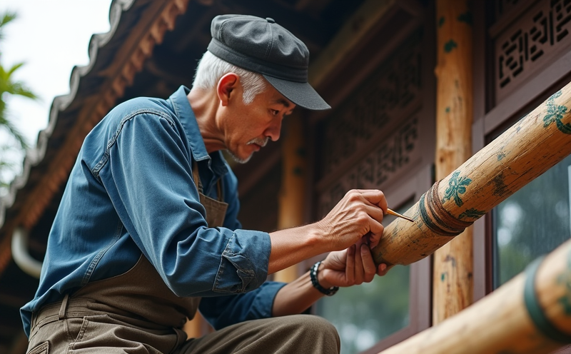 師傅於鷹架上細筆重繪古建築斗拱花紋的修造瞬間