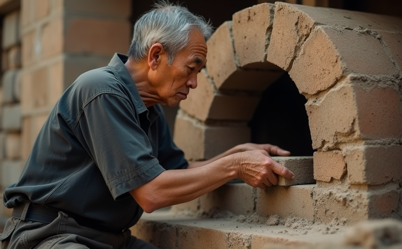 老師傅雙手砌磚築起圓形灶台的作灶寫照